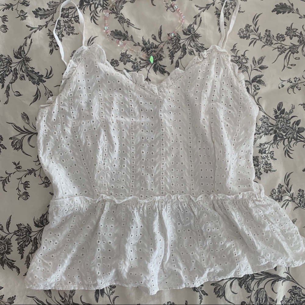 Sim & Sam white eyelet babydoll top size m